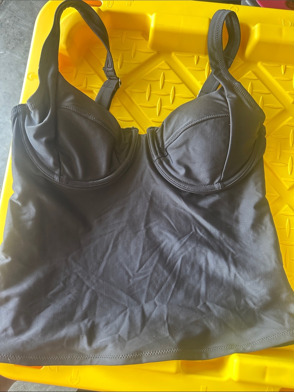 Black Women's Shaping Tankini Top - adjustable straps -medium